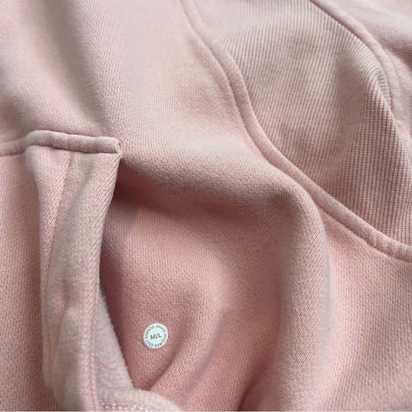 Lululemon Scuba Oversized Half-Zip Hoodie Pink Peony M/L Light Cotton Terry - Picture 8 of 8